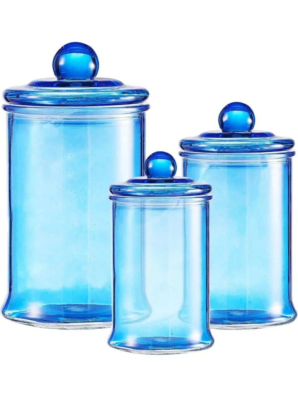 3PC Glass Apothecary Jars Set with Lids - Stylish Bathroom & Kitchen Storage